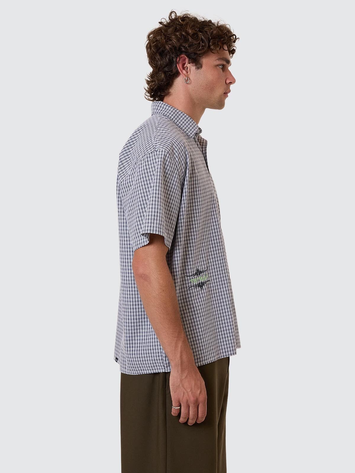 Transmission Short Sleeve Cropped Shirt - Navy XS