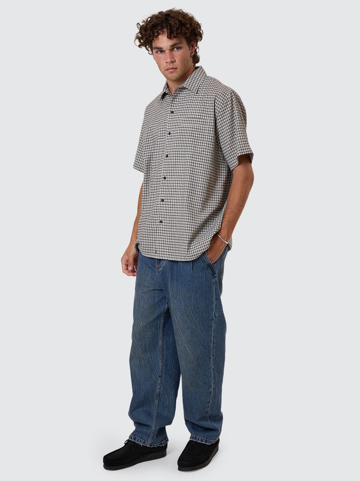 Big Slacker Pleat Denim Jean - Vanish Mid Blue 26