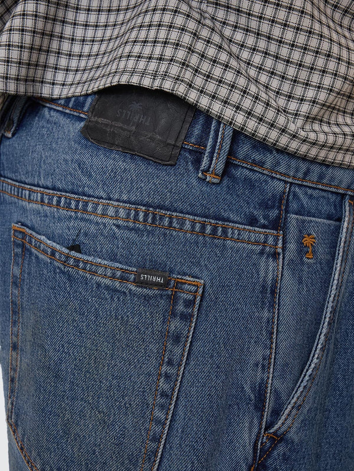 Big Slacker Pleat Denim Jean - Vanish Mid Blue 26