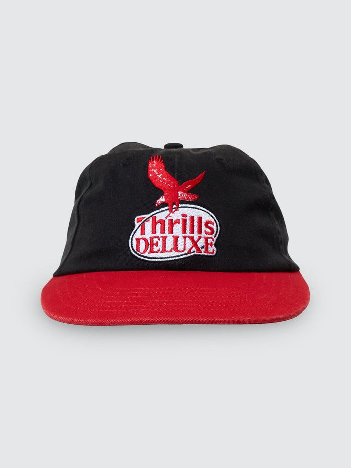 1st Grade Service 6 Panel Cap - Black - Racing Red