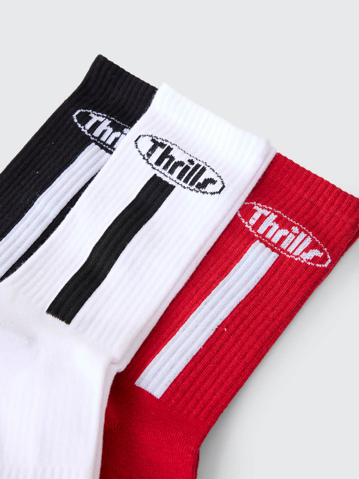 Val For The Win 3 Pack Sock - White - Black - Scarlet One Size