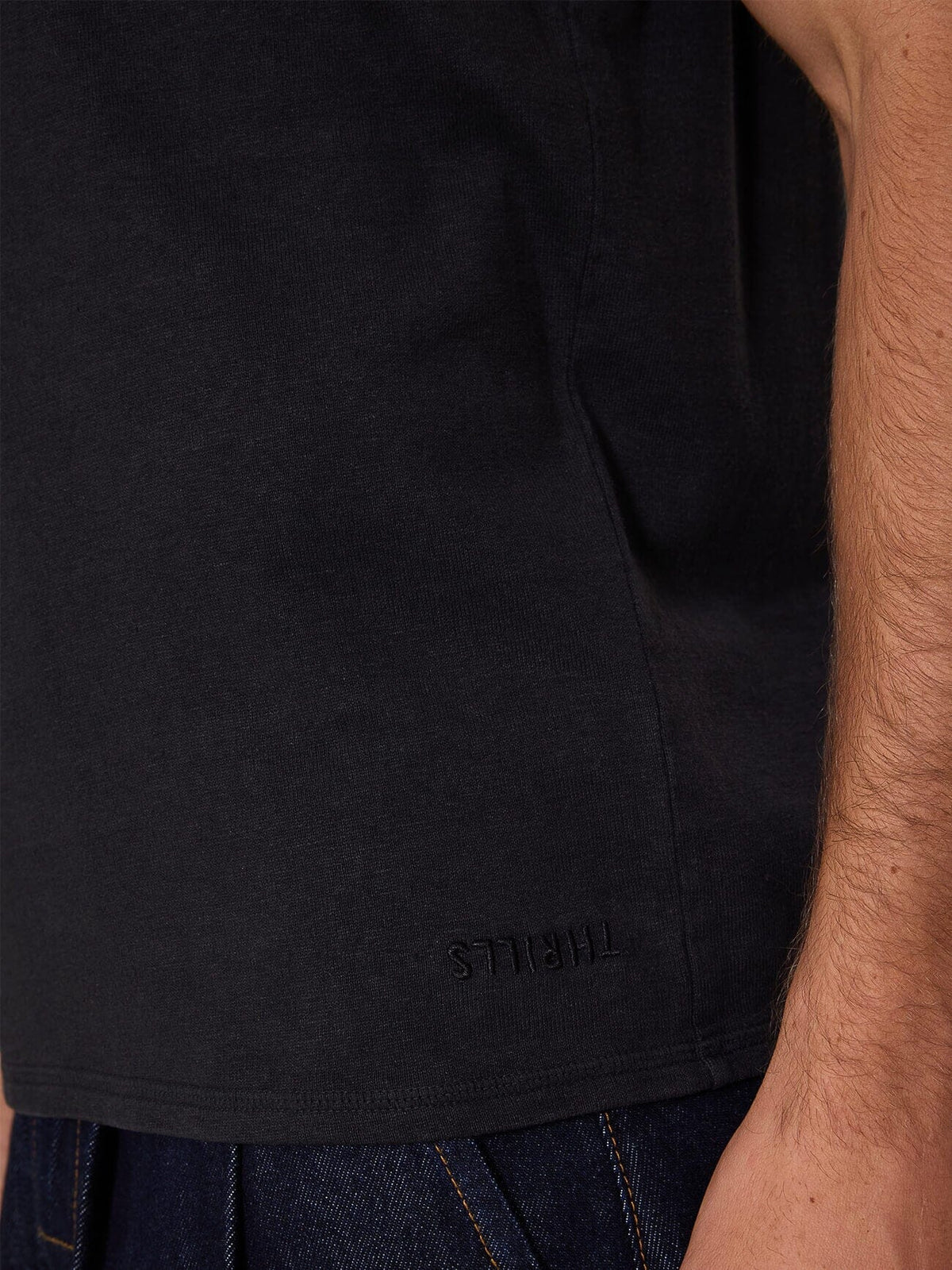 Hemp Thrills Embro Wide Rib Singlet - Black XS