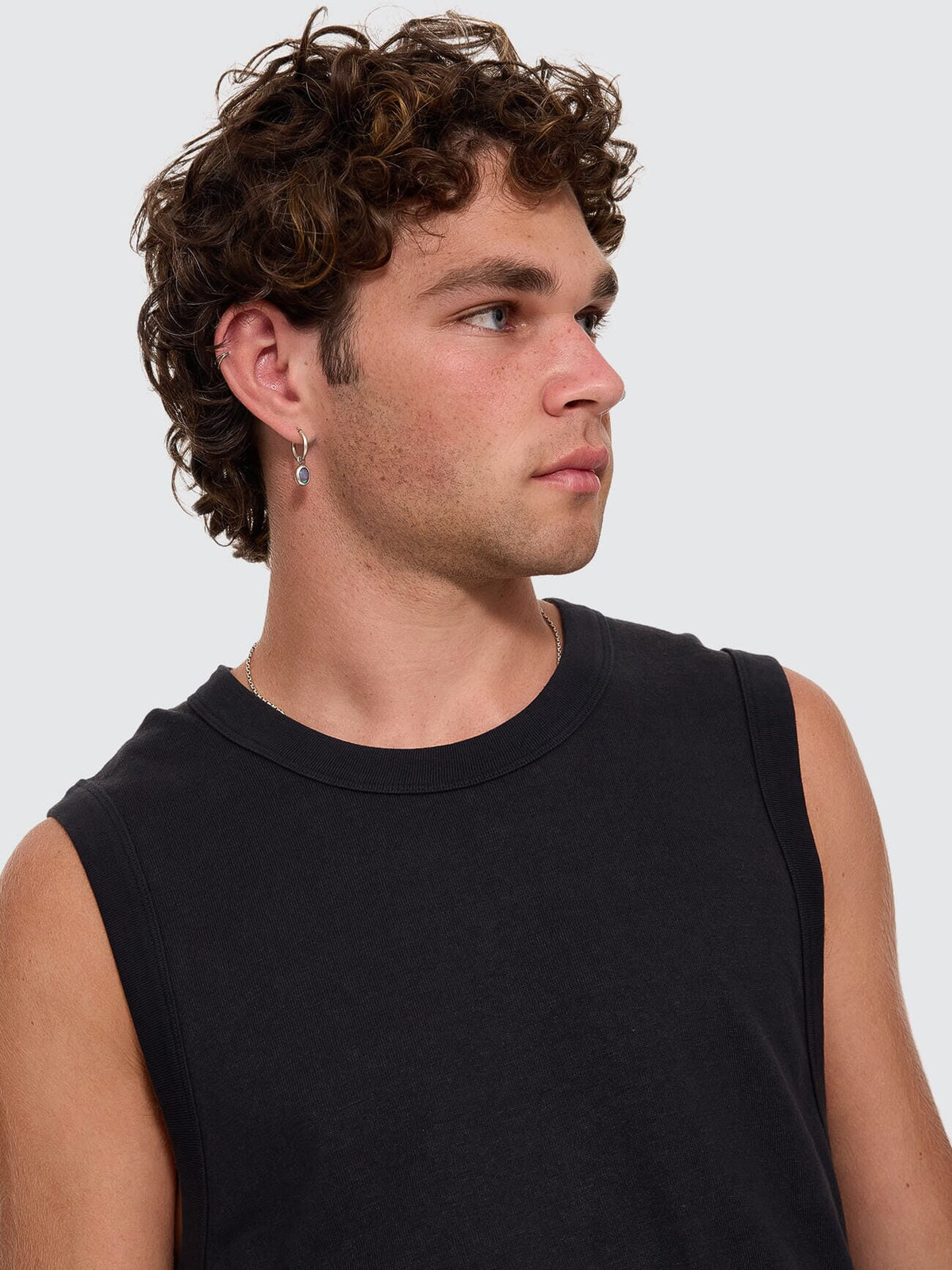 Hemp Thrills Embro Wide Rib Singlet - Black XS