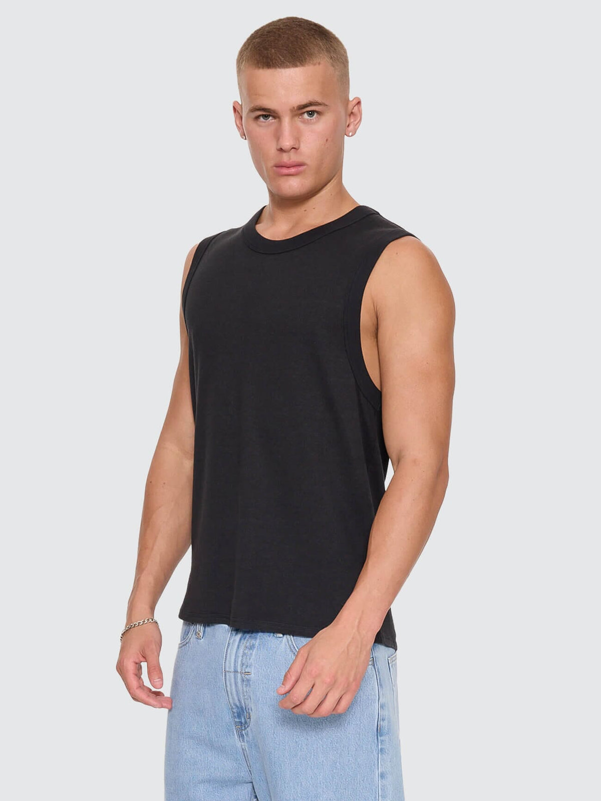 Hemp Thrills Embro Wide Rib Singlet - Black XS