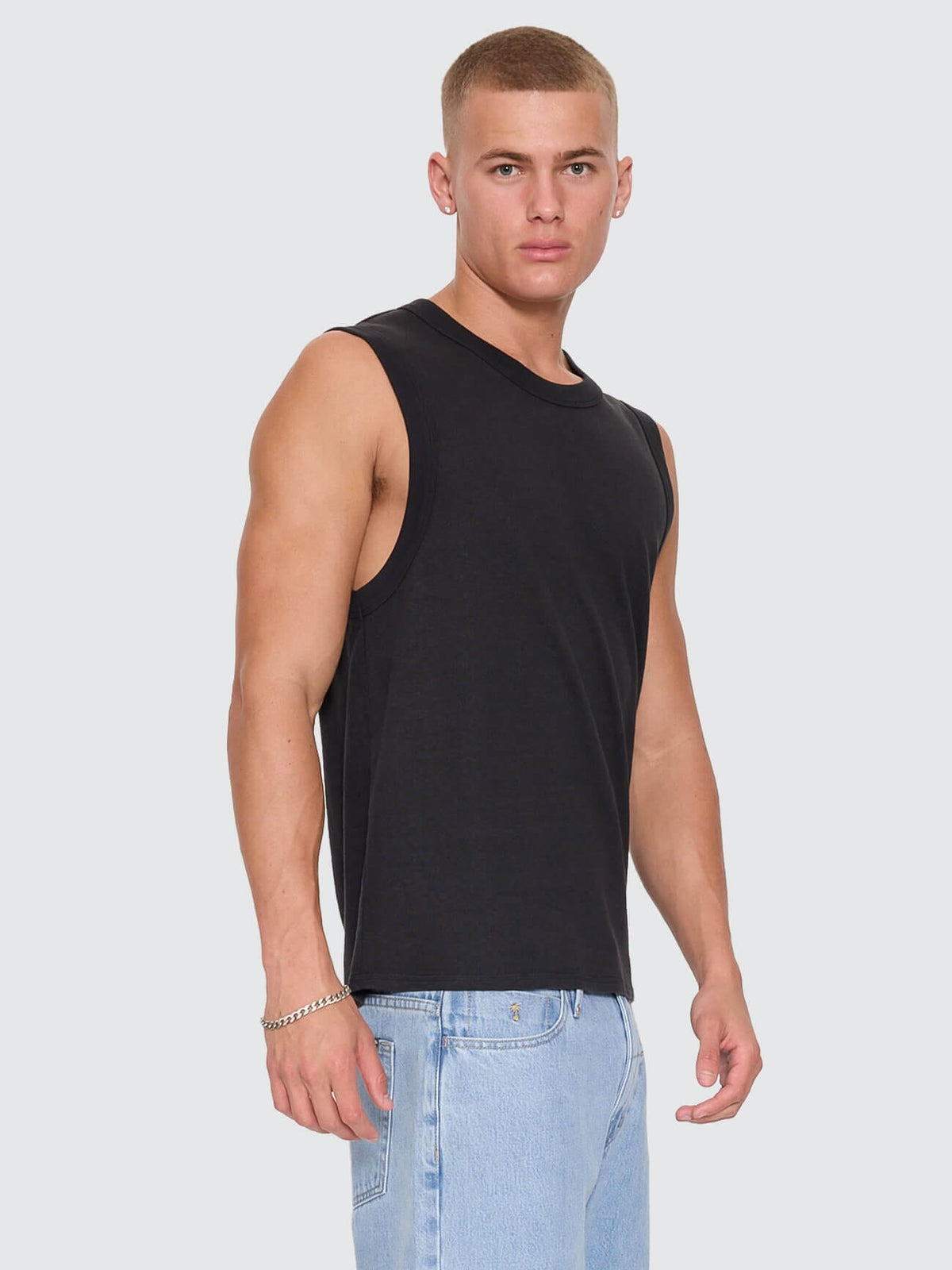 Hemp Thrills Embro Wide Rib Singlet - Black XS