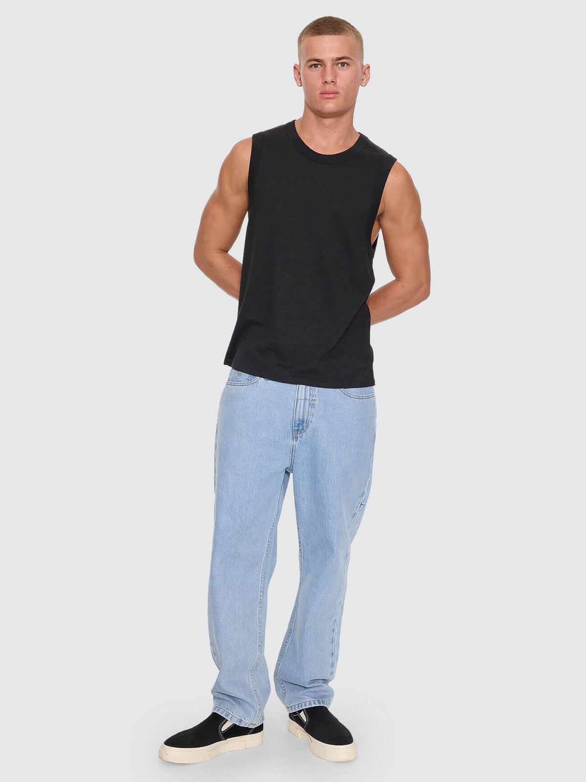 Hemp Thrills Embro Wide Rib Singlet - Black XS