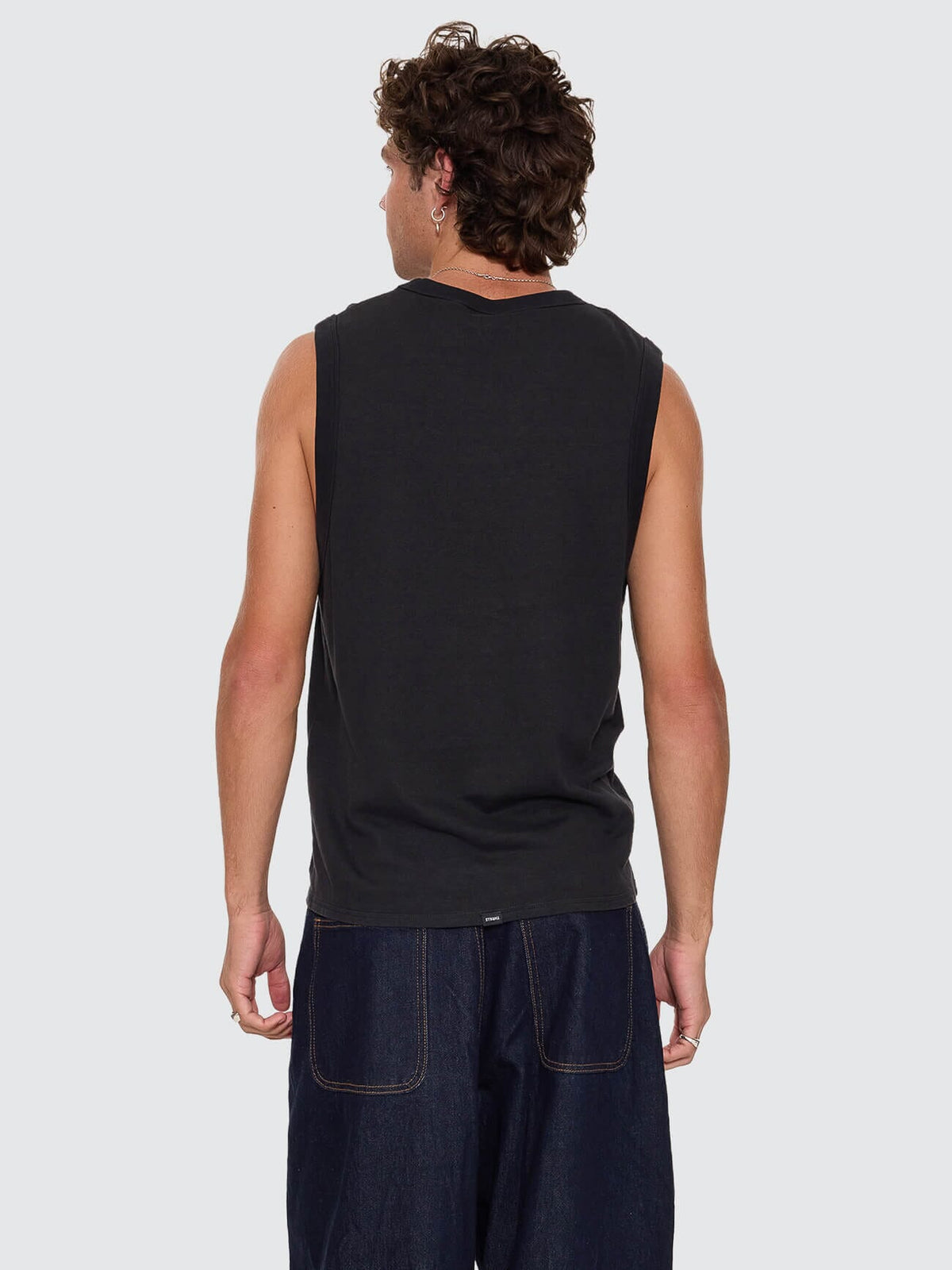 Hemp Thrills Embro Wide Rib Singlet - Black XS