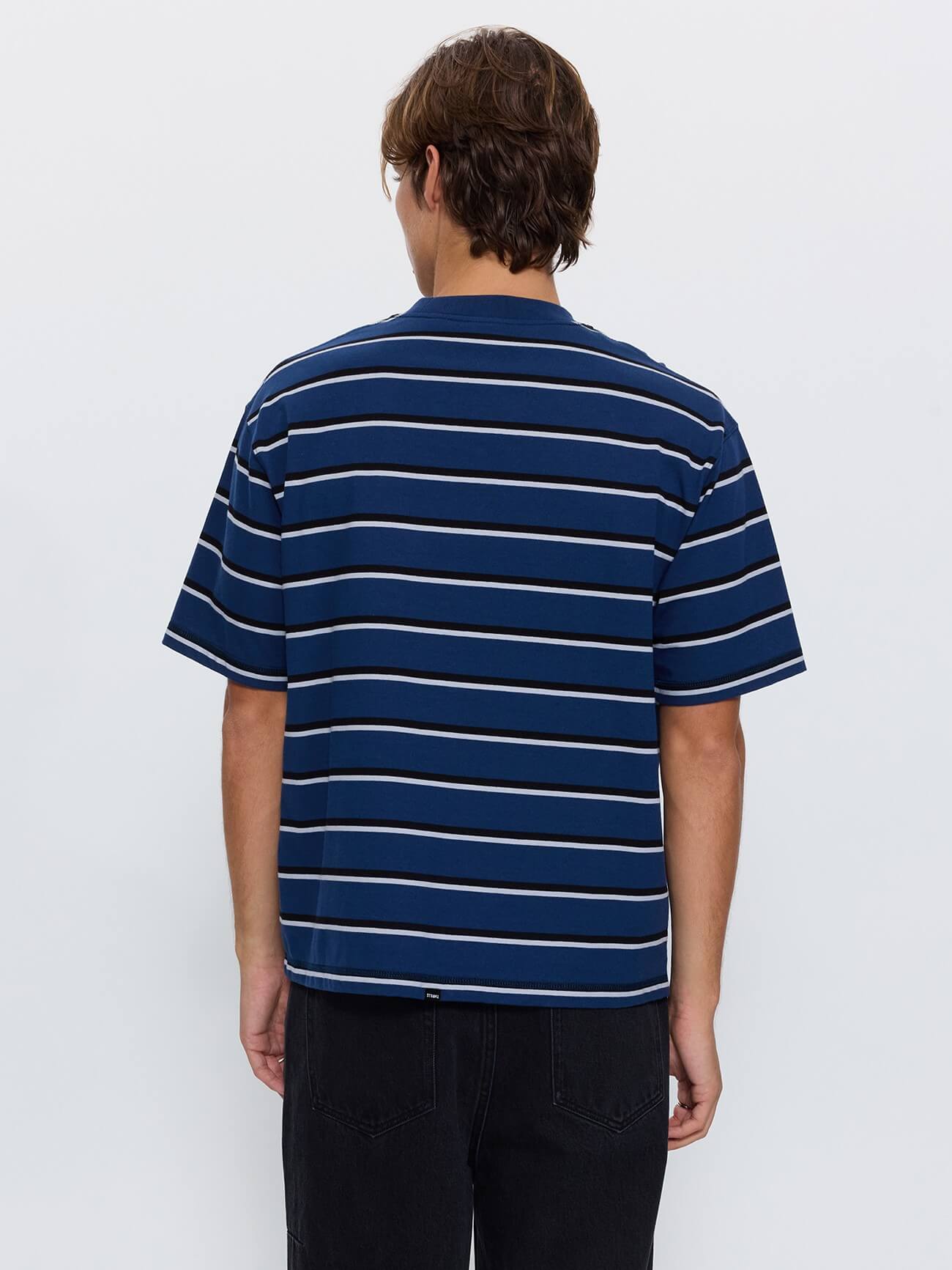Stagger Big Stripe Oversize Box Crop Tee - Black XS