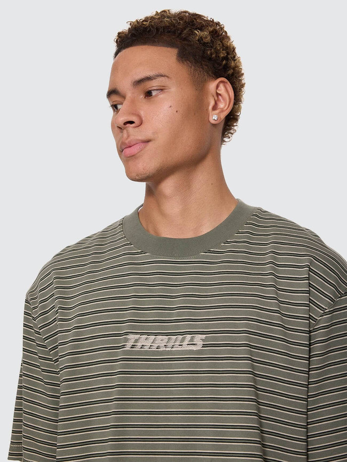 Built To Last Stripe Oversize Box Crop Tee - Beetle XS