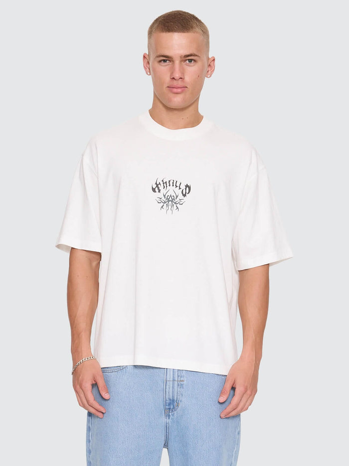 Stagger Oversize Box Crop Tee - Dirty White XS