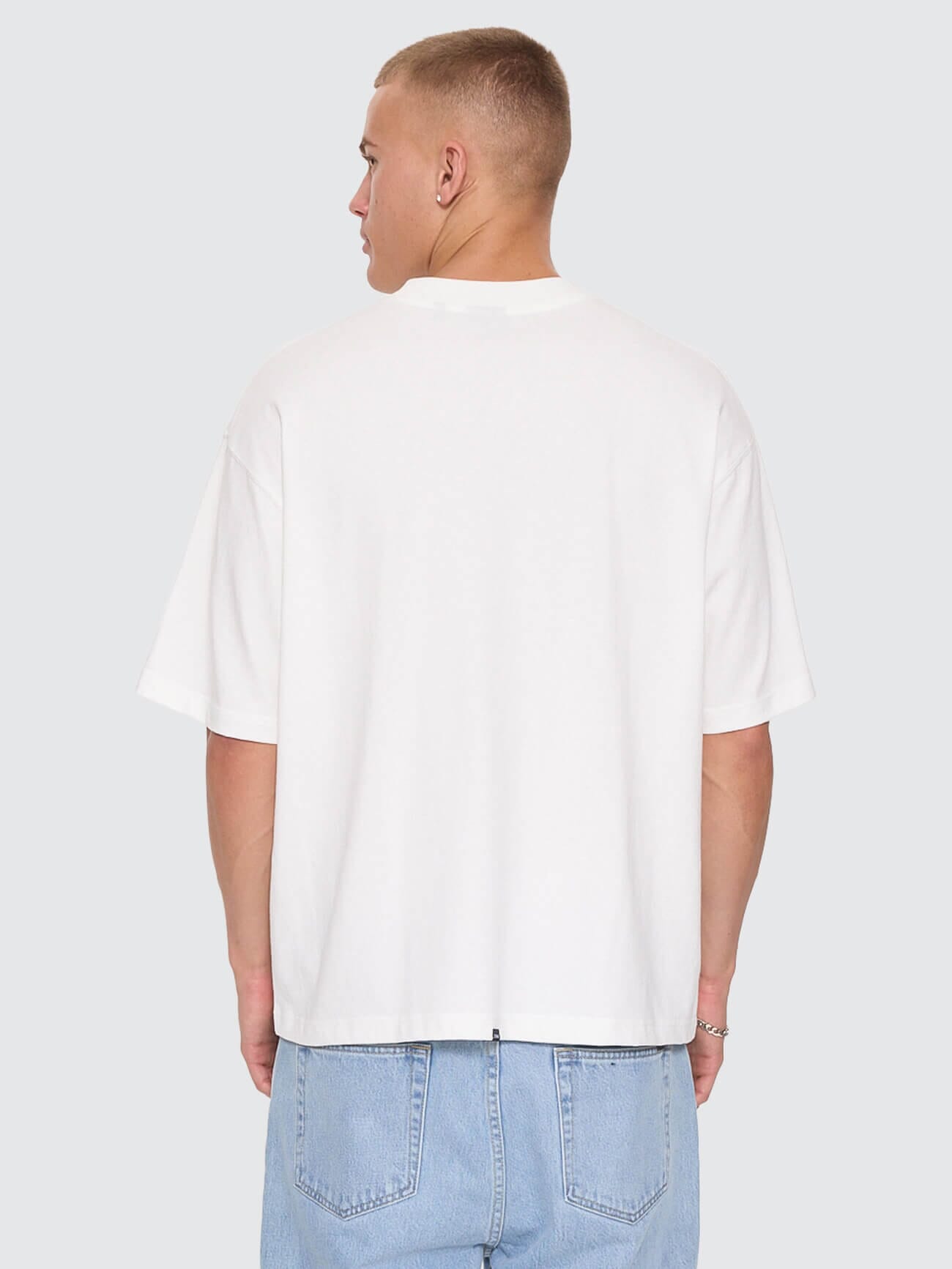 Stagger Oversize Box Crop Tee - Dirty White XS