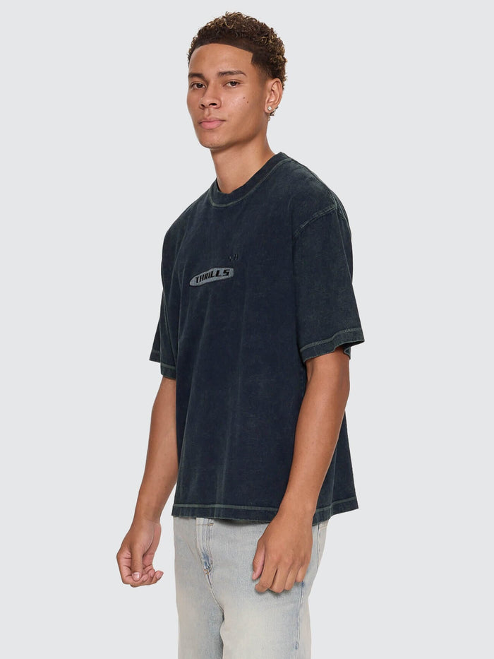 Filtered Embro Oversize Box Crop Tee - Overdye Petrol XS
