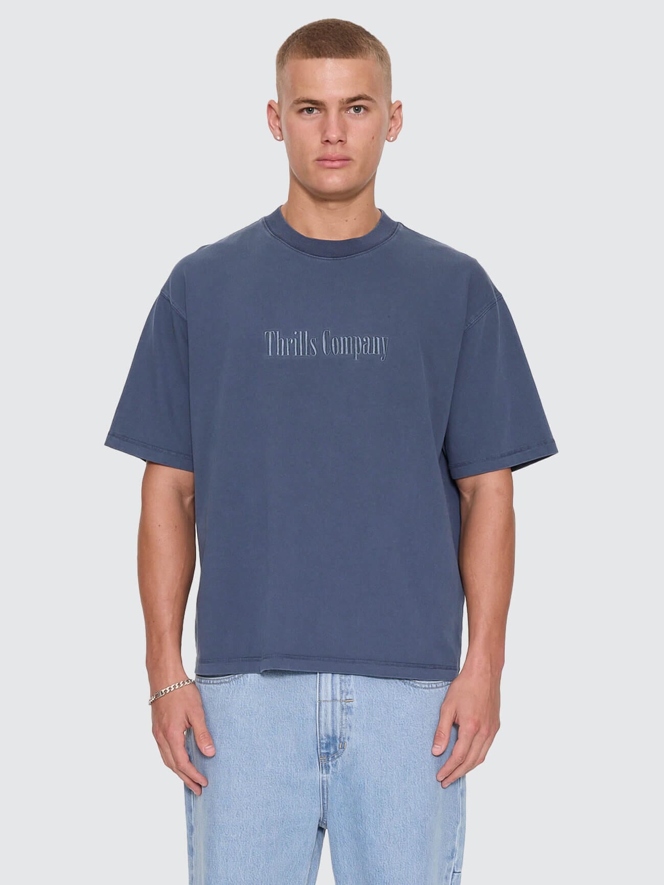 Primitive Thrills Oversize Box Crop Tee - Heritage Navy XS