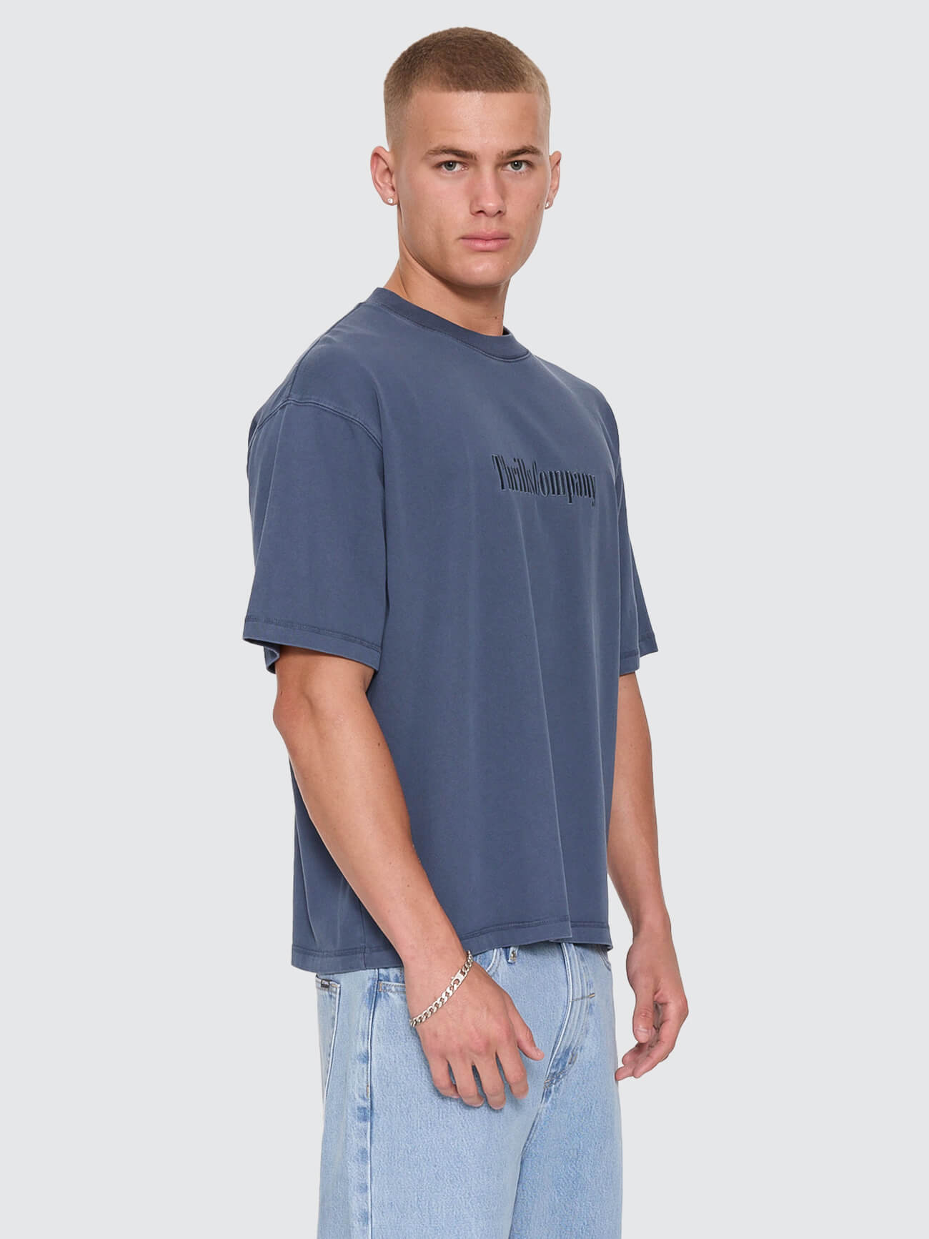 Primitive Thrills Oversize Box Crop Tee - Heritage Navy XS