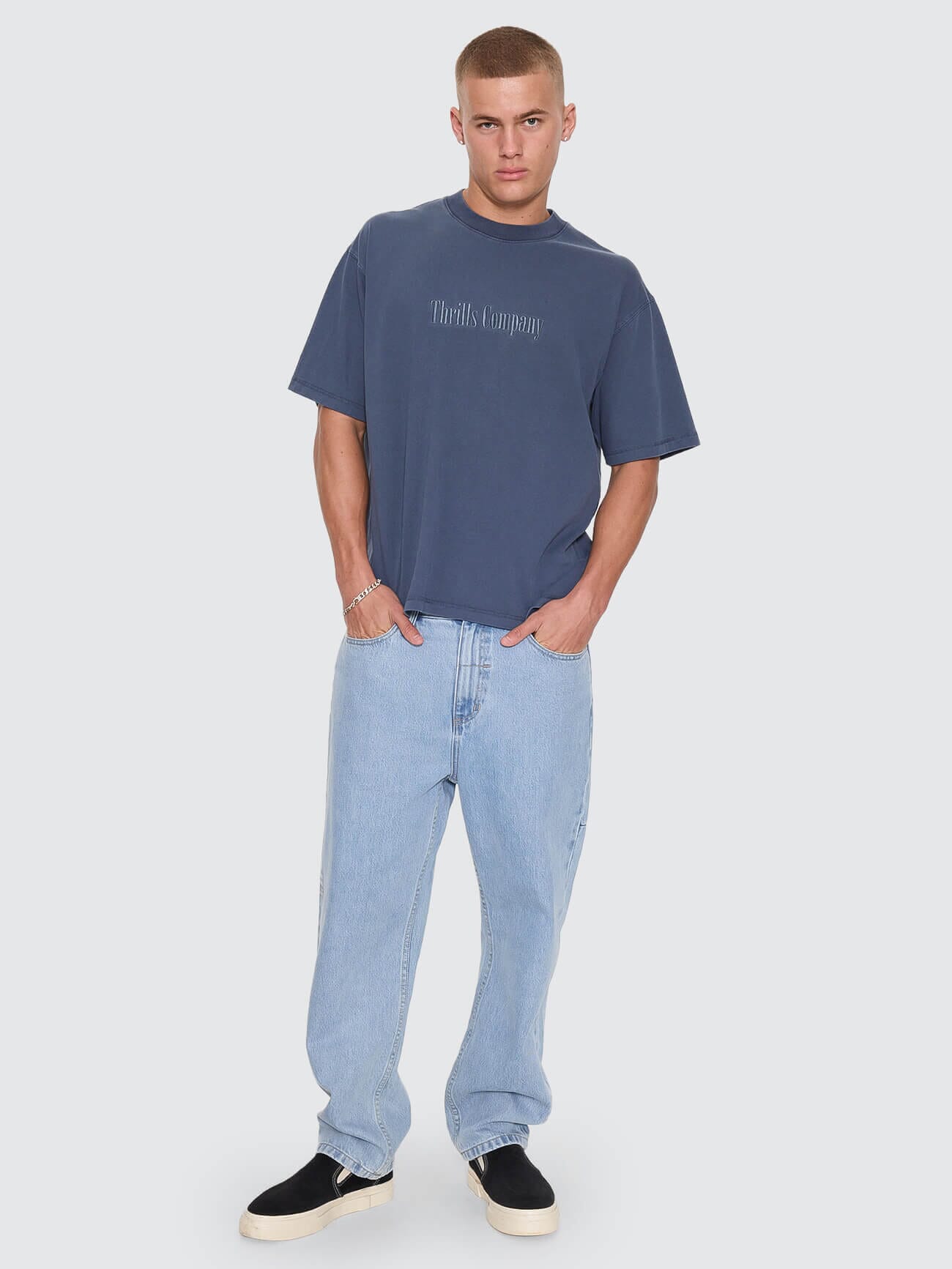 Primitive Thrills Oversize Box Crop Tee - Heritage Navy XS