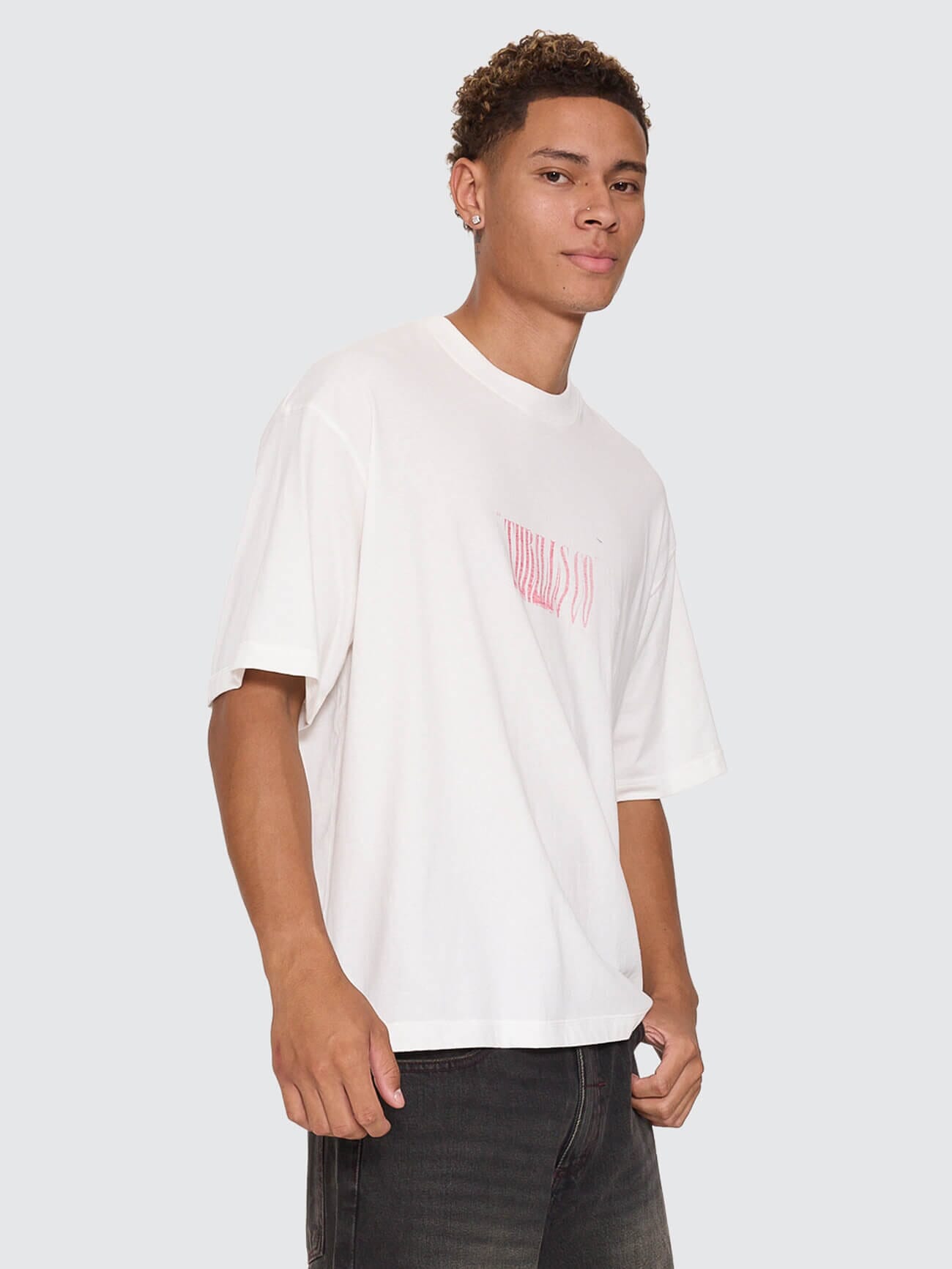 Chaotic Interventions Oversize Box Crop Tee - Dirty White XS
