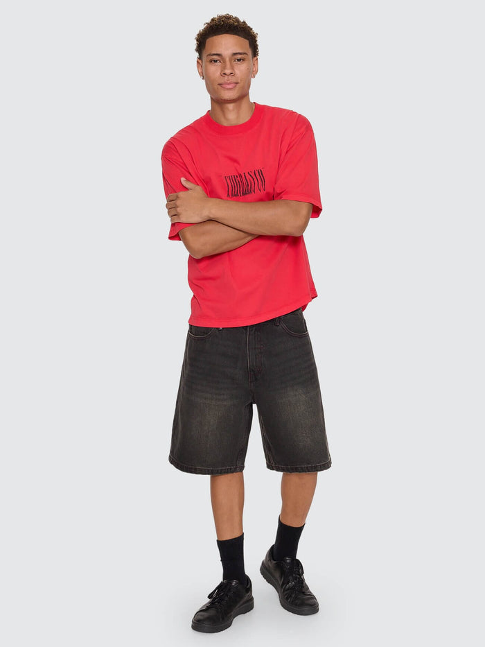 Chaotic Interventions Oversize Box Crop Tee - Winning Red XS