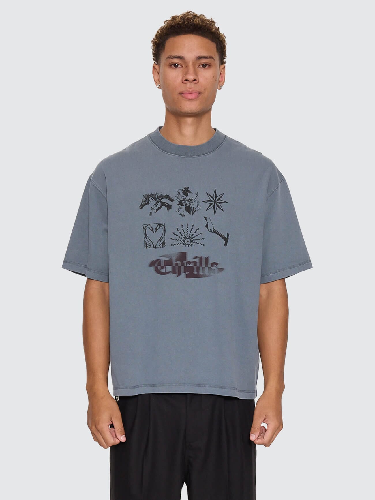 Everything Oversize Box Crop Tee - Air Force Blue XS