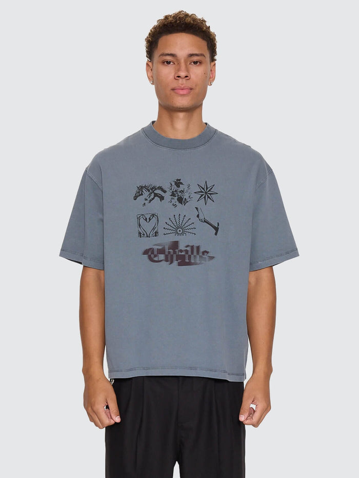 Everything Oversize Box Crop Tee - Air Force Blue XS