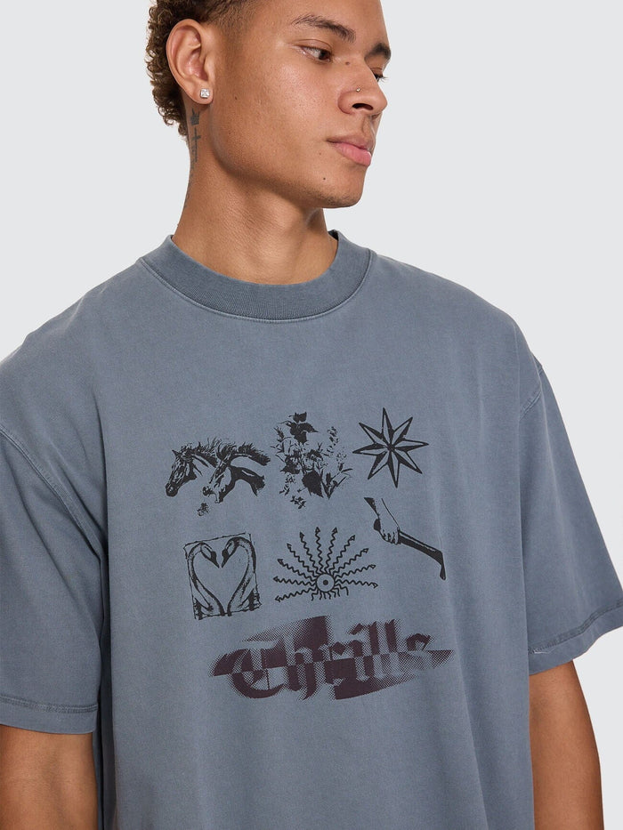 Everything Oversize Box Crop Tee - Air Force Blue XS