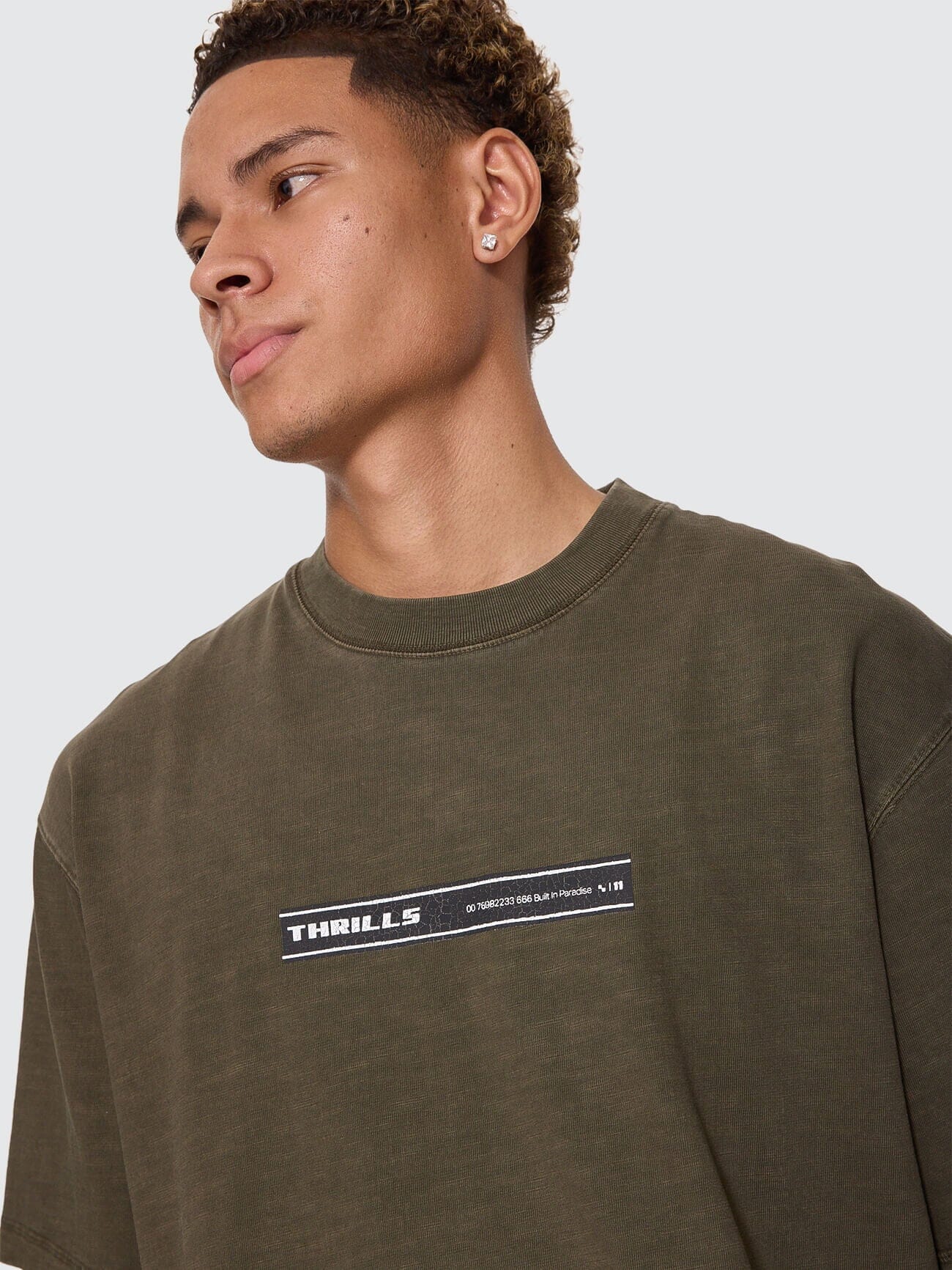 Paradise Built Oversize Box Crop Tee - Olive Night XS