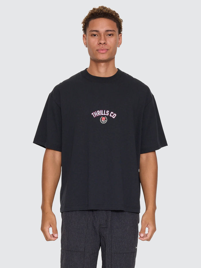Tournament Of Roses Oversize Box Crop Tee - Washed Black XS