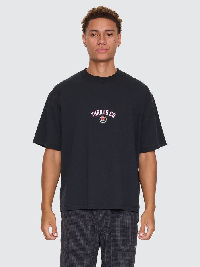 Tournament Of Roses Oversize Box Crop Tee - Washed Black XS
