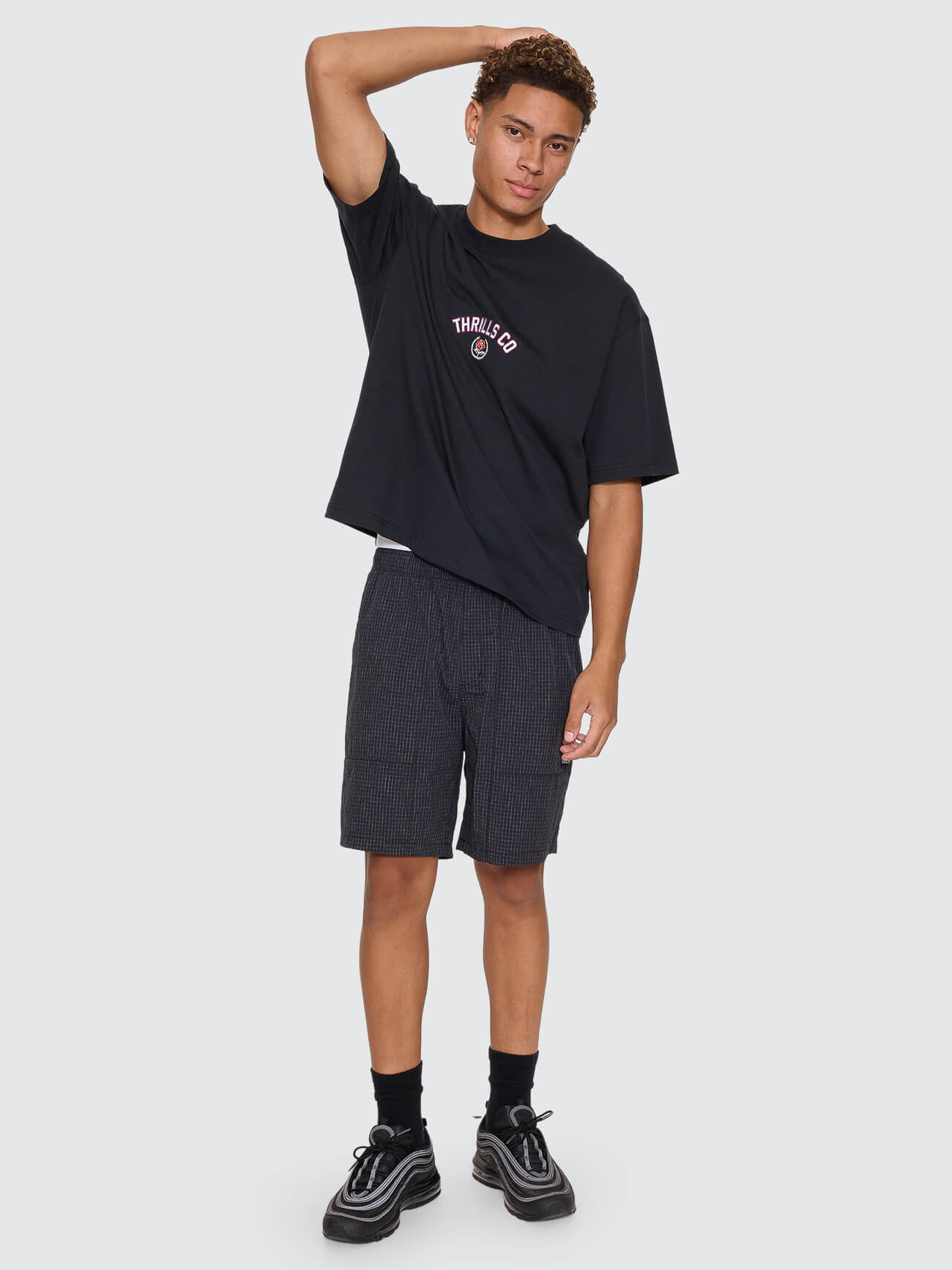 Tournament Of Roses Oversize Box Crop Tee - Washed Black XS