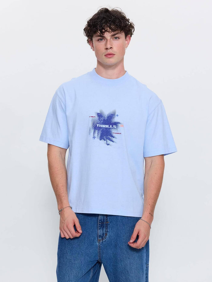 Found Paradise Oversize Box Crop Tee - Placid Blue XS