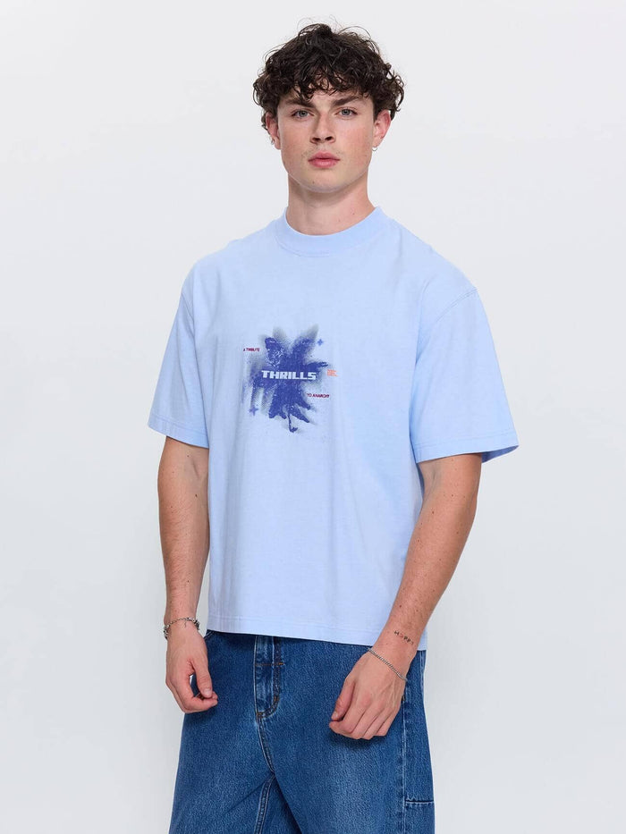 Found Paradise Oversize Box Crop Tee - Placid Blue XS
