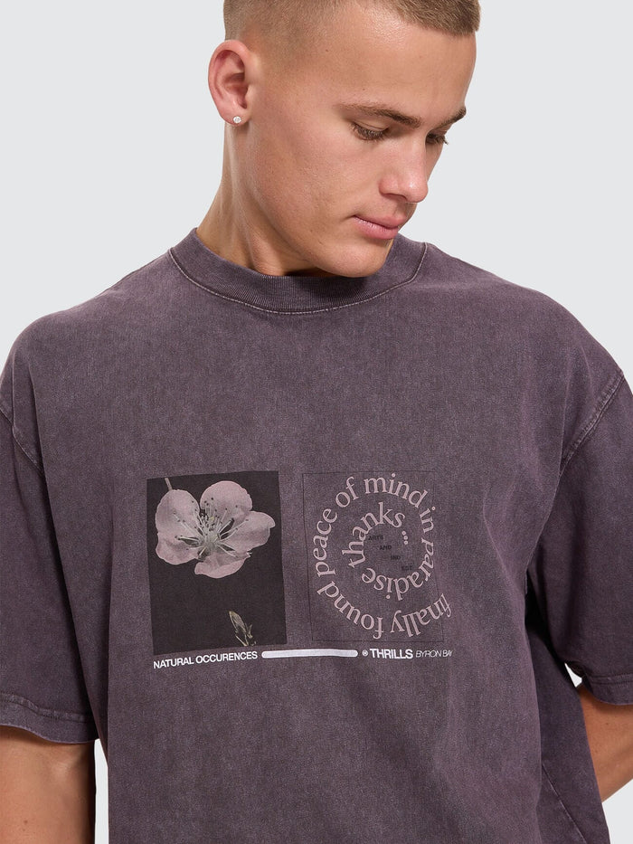 Natural Occurence Oversize Box Crop Tee - Purple Black Marble XS