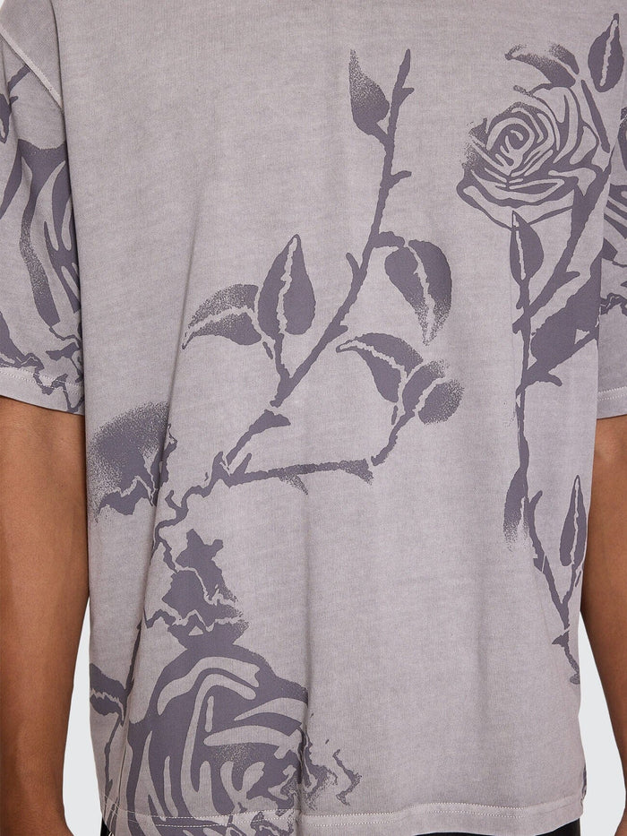 Time Will Tell Allover Box Crop Tee - Rose Allover XS