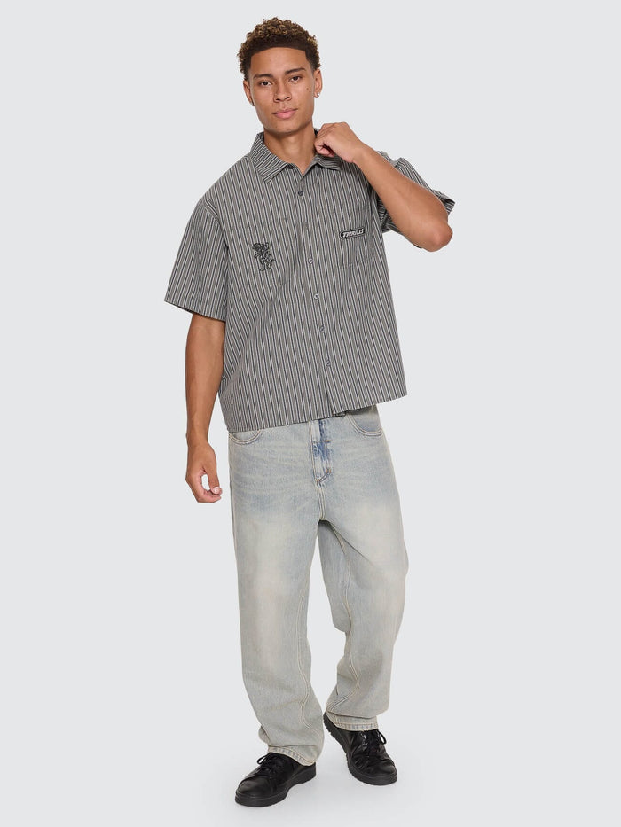 Built To Last Cropped Short Sleeve Work Shirt - Beetle XS
