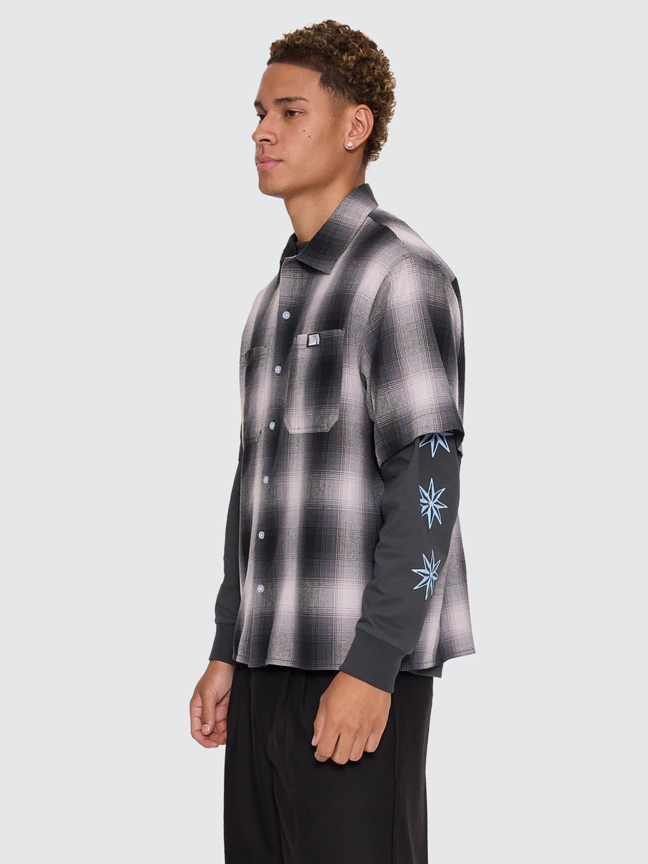 Chaotic Interventions Cropped Short Sleeve Shirt - Black XS