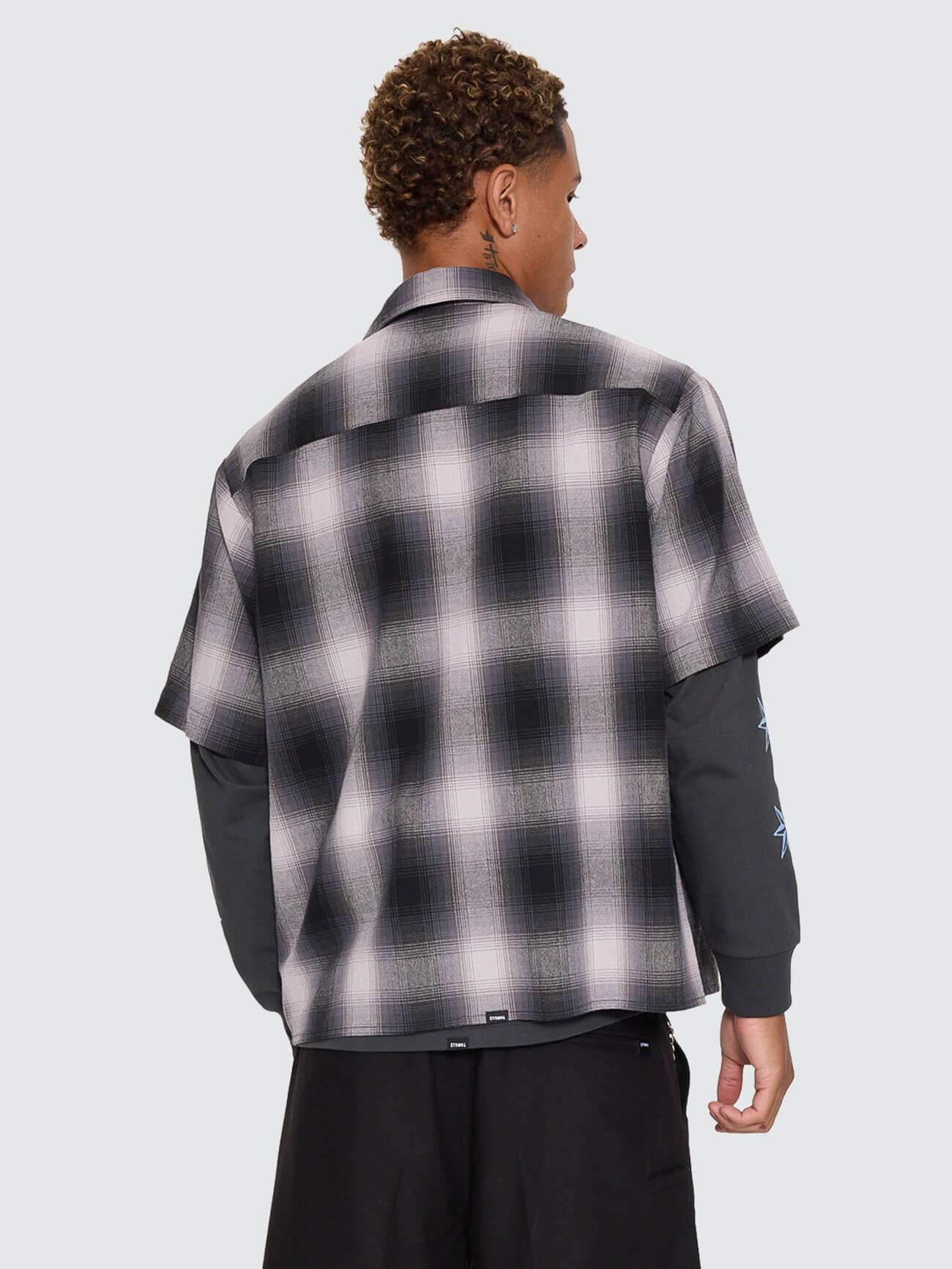 Chaotic Interventions Cropped Short Sleeve Shirt - Black XS