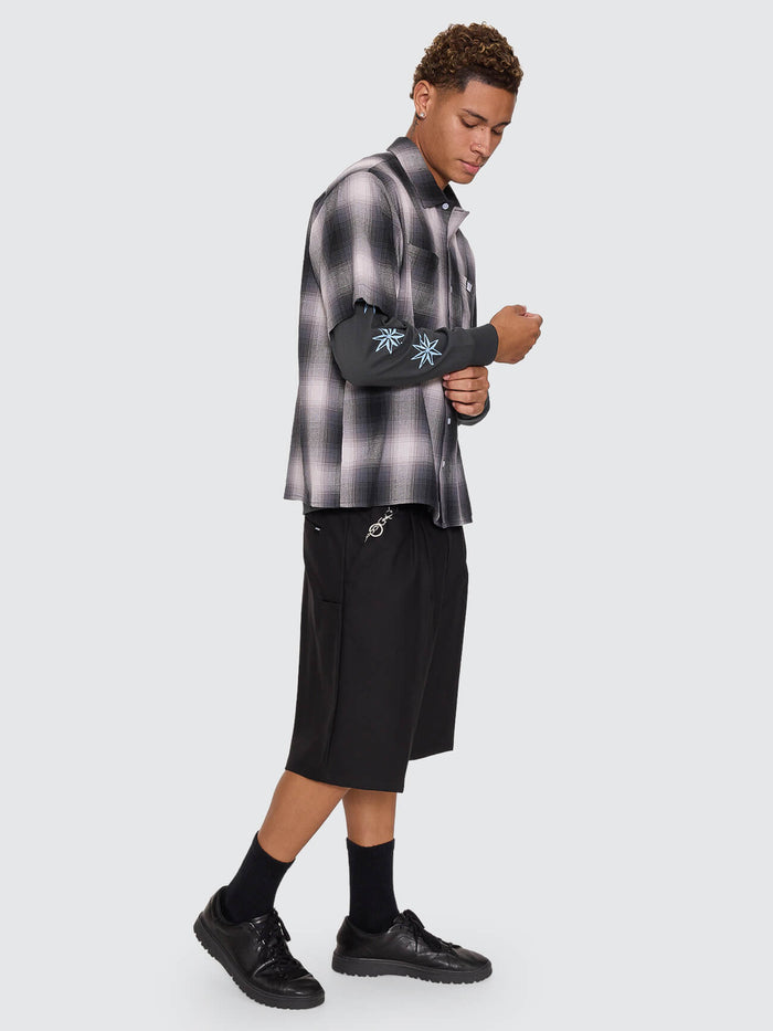 Chaotic Interventions Cropped Short Sleeve Shirt - Black XS