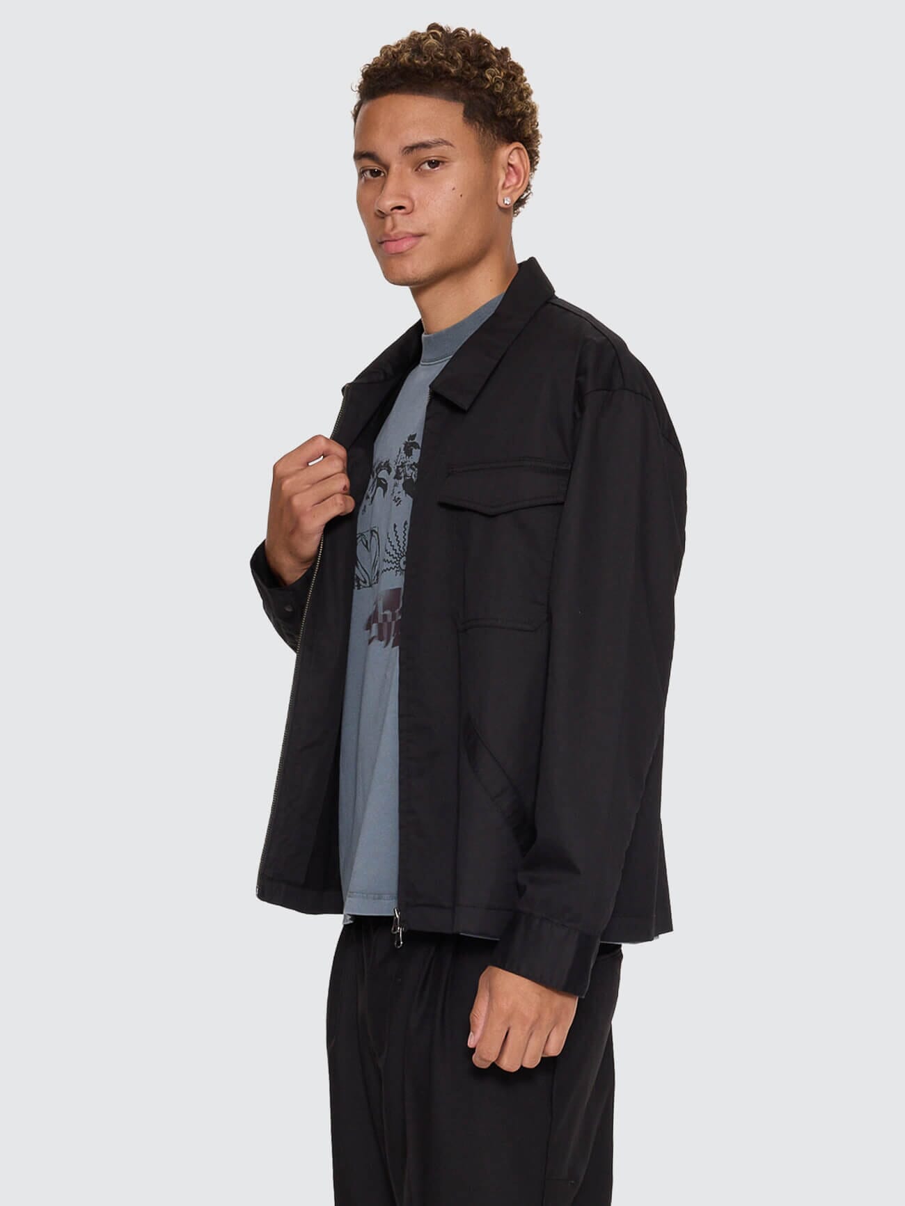 Chaotic Interventions Cropped Overshirt - Black XS