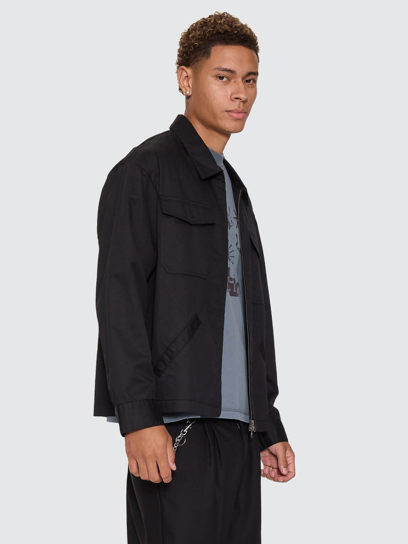 Chaotic Interventions Cropped Overshirt - Black XS