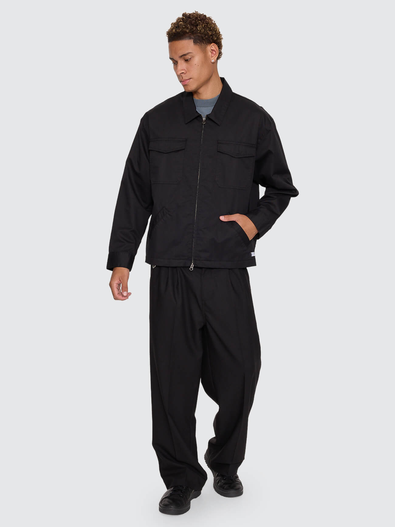 Chaotic Interventions Cropped Overshirt - Black XS