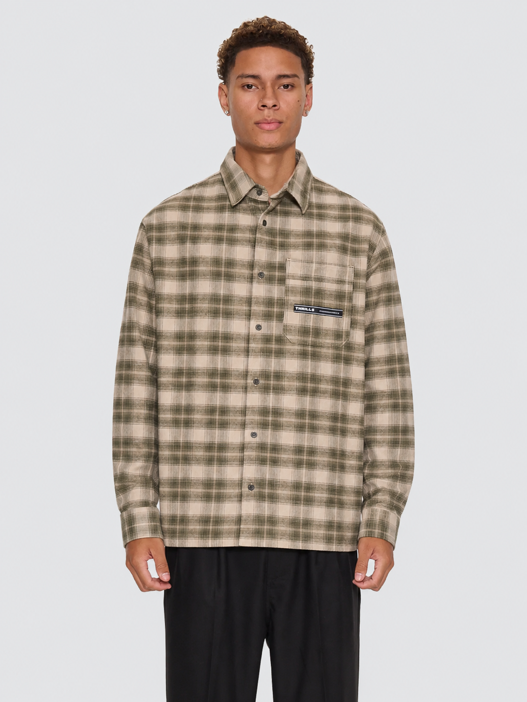 Paradise Built Barrio Long Sleeve Flannel Shirt - Military Green
