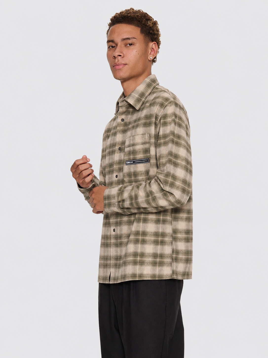 Paradise Built Barrio Long Sleeve Flannel Shirt - Military Green