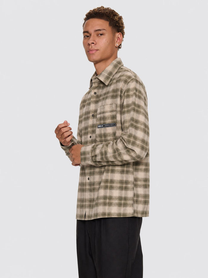 Paradise Built Barrio Long Sleeve Flannel Shirt - Military Green