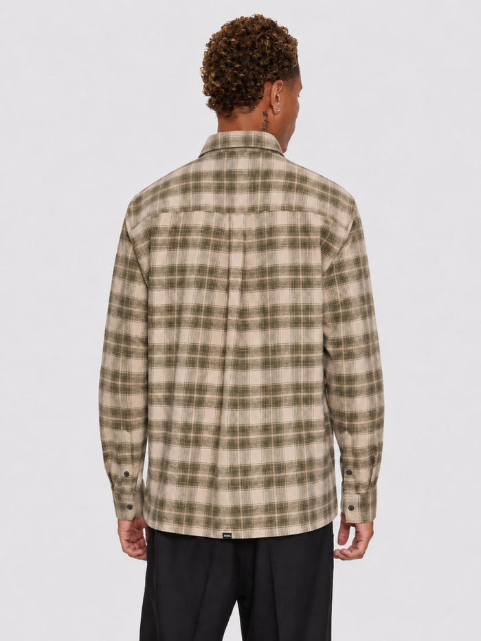 Paradise Built Barrio Long Sleeve Flannel Shirt - Military Green