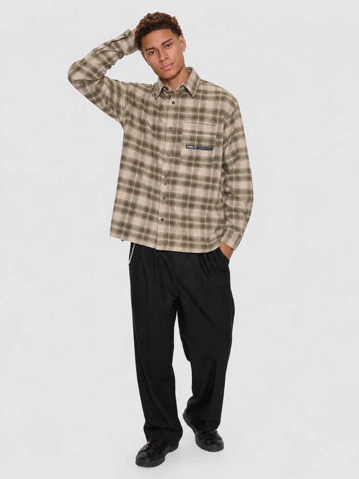 Paradise Built Barrio Long Sleeve Flannel Shirt - Military Green