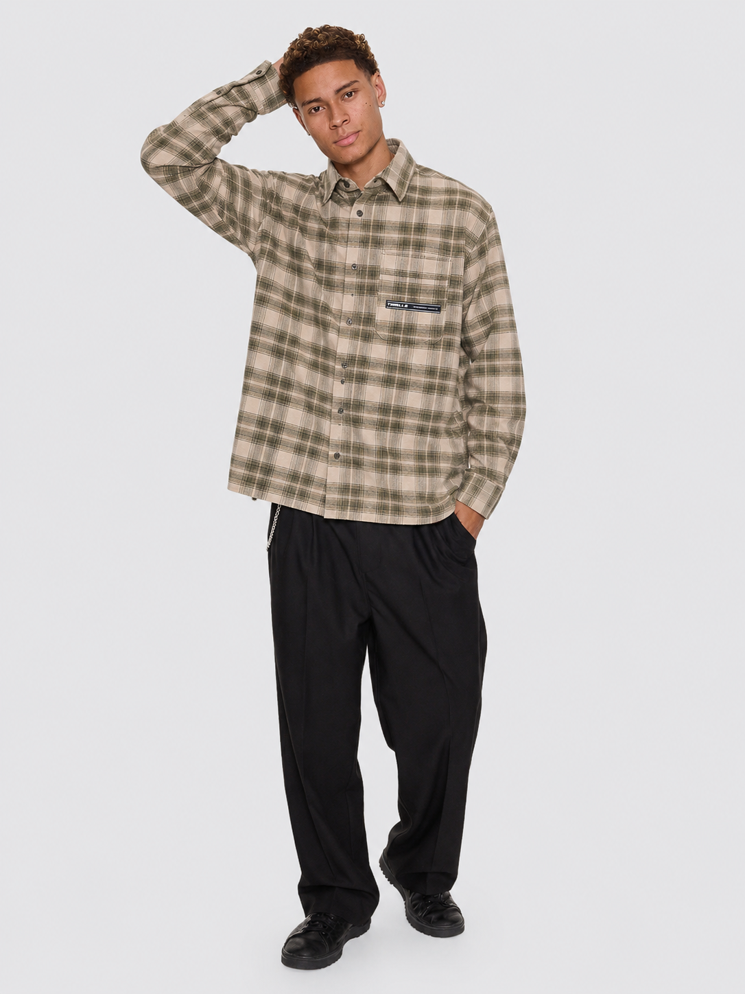 Paradise Built Barrio Long Sleeve Flannel Shirt - Military Green