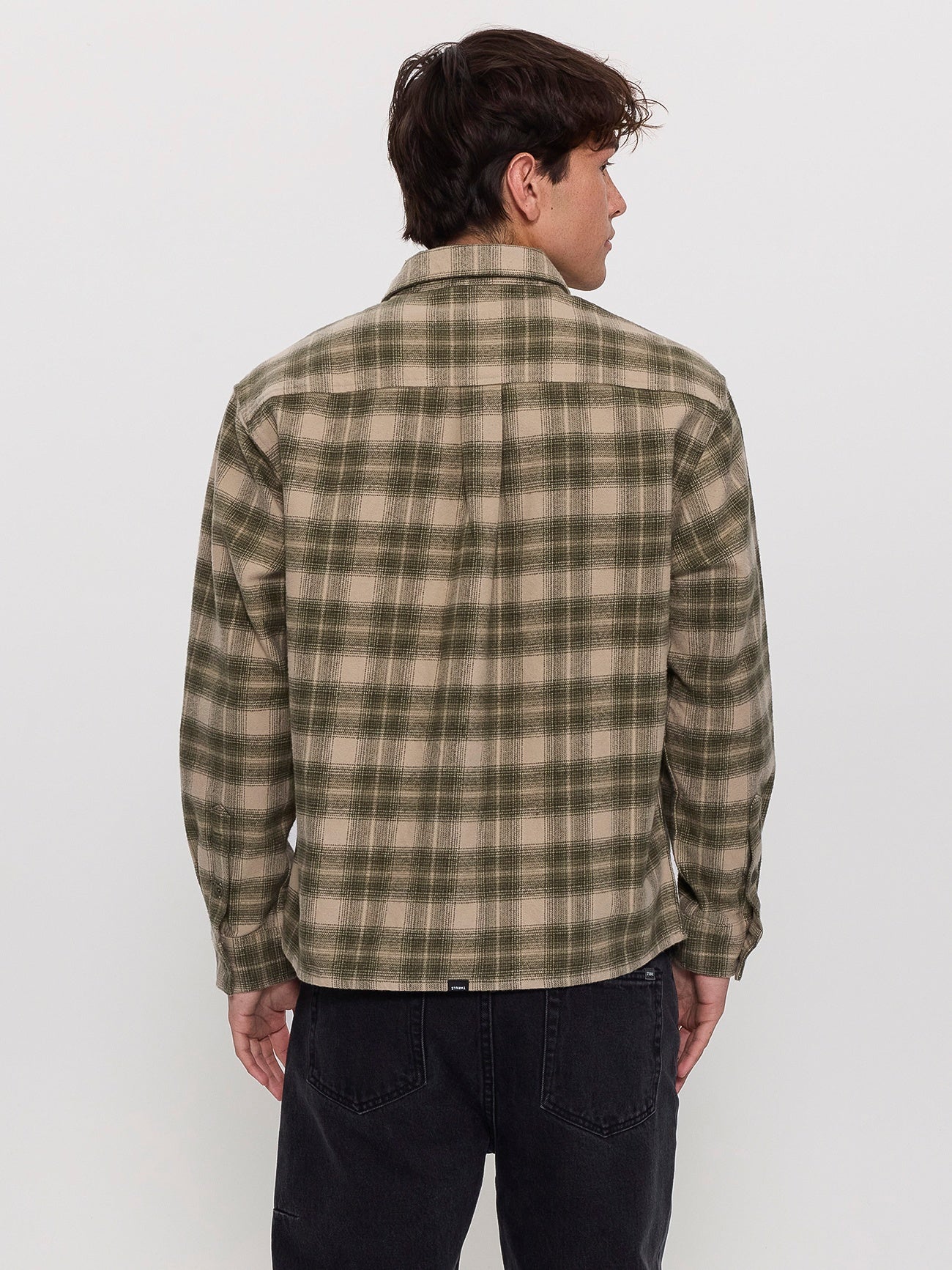 Paradise Built Barrio Long Sleeve Flannel Shirt - Military Green XS