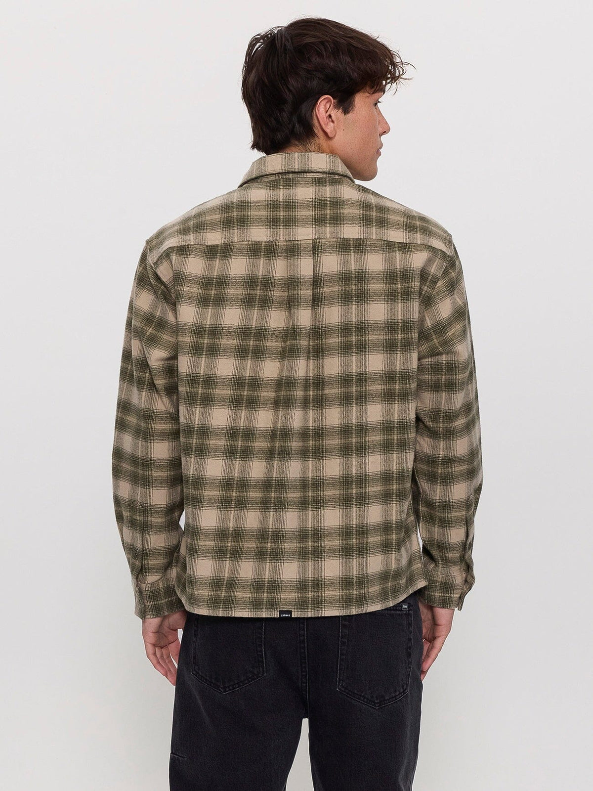 Paradise Built Barrio Long Sleeve Flannel Shirt - Military Green XS