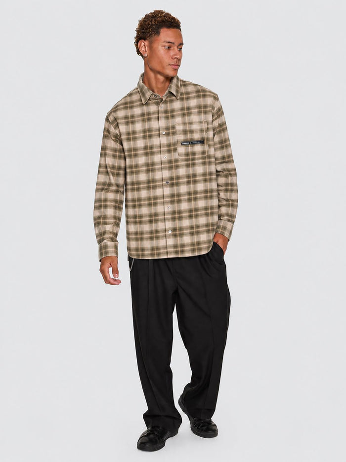 Paradise Built Barrio Long Sleeve Flannel Shirt - Military Green