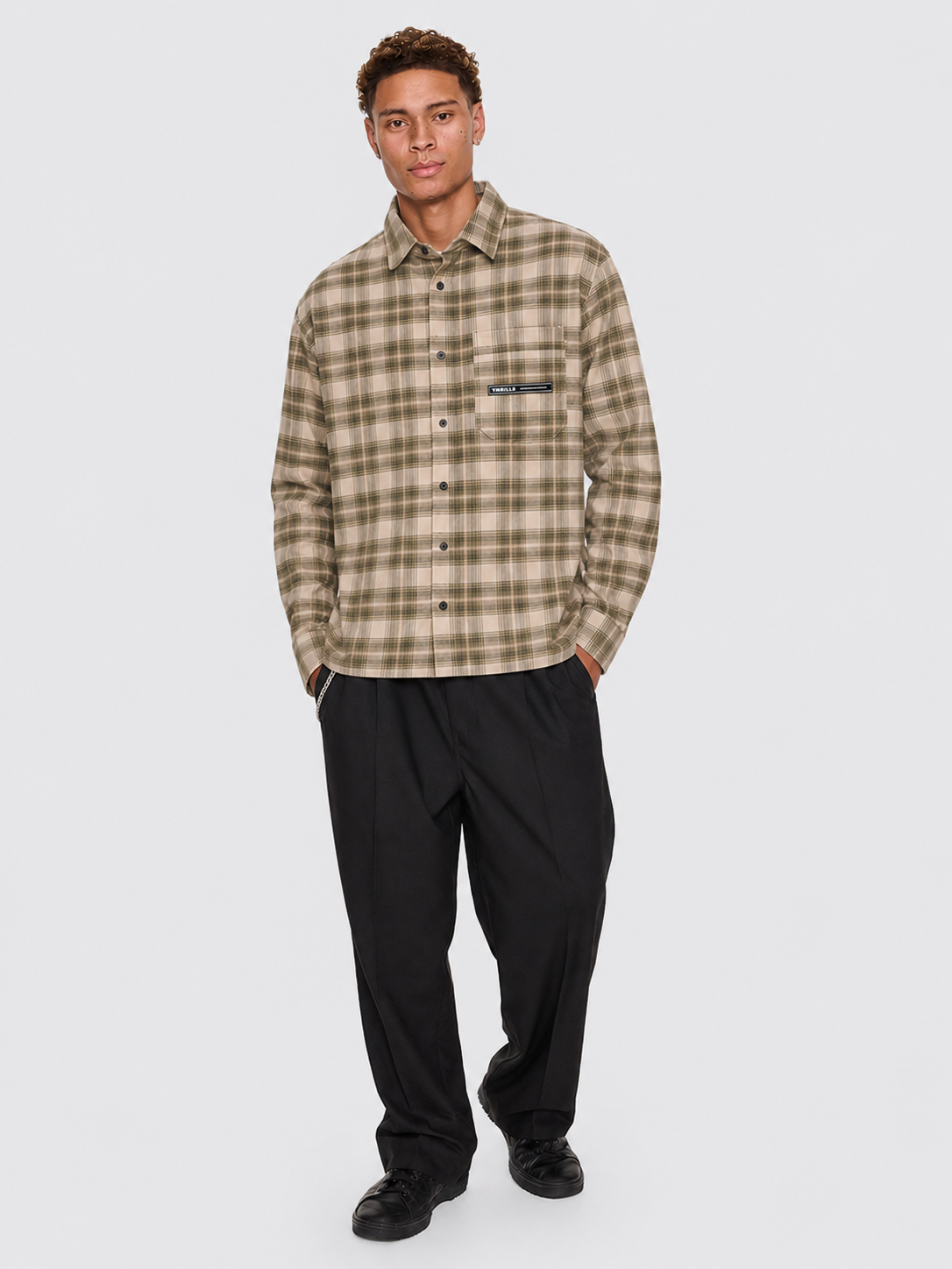 Paradise Built Barrio Long Sleeve Flannel Shirt - Military Green