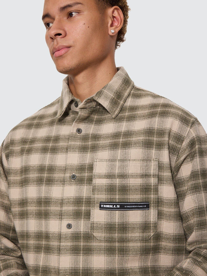 Paradise Built Barrio Long Sleeve Flannel Shirt - Military Green